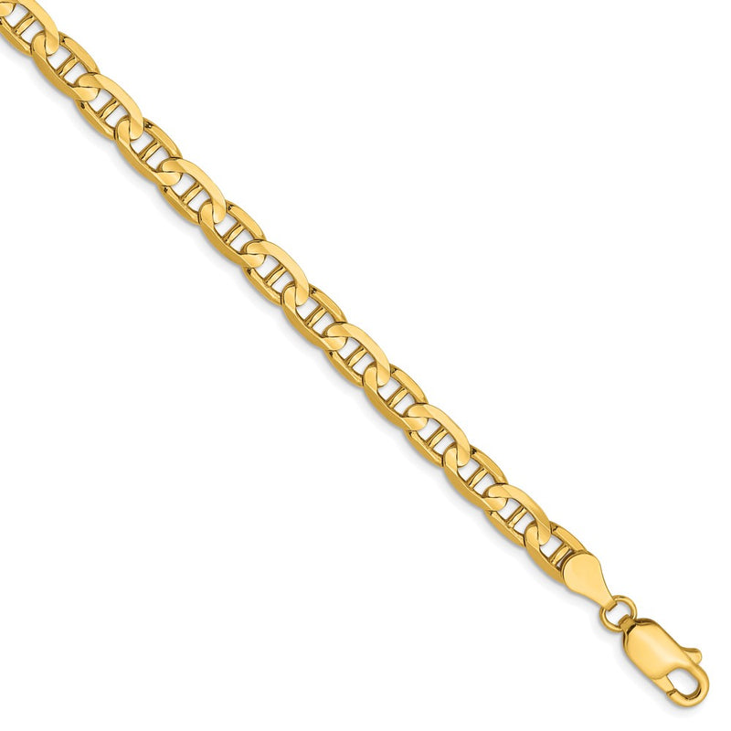 7 Inch 10K 4.5mm Concave Anchor Chain Bracelet