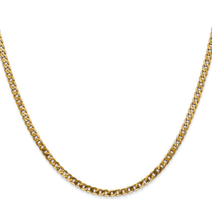 22 Inch 10K 2.4mm Flat Beveled Curb Chain Necklace