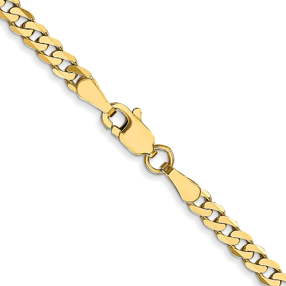 24 Inch 10K 2.4mm Flat Beveled Curb Chain Necklace