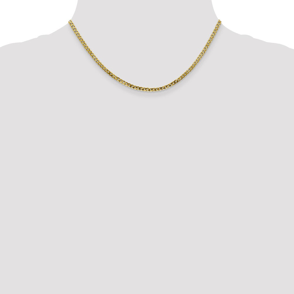 16 Inch 10K 2.4mm Flat Beveled Curb Chain Necklace
