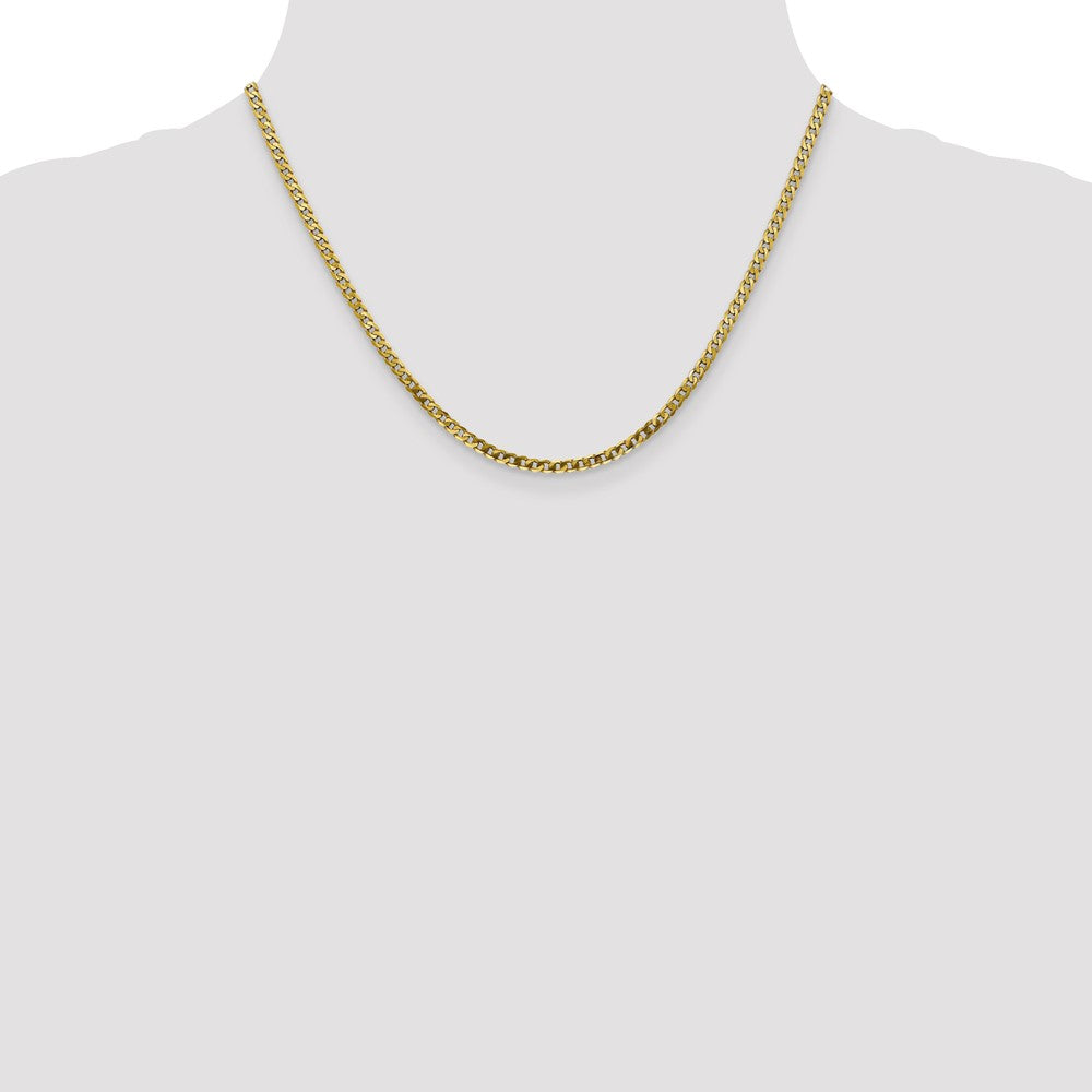 18 Inch 10K 2.4mm Flat Beveled Curb Chain Necklace