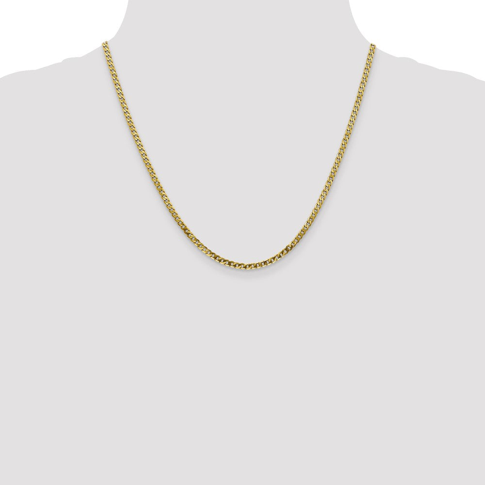 20 Inch 10K 2.4mm Flat Beveled Curb Chain Necklace