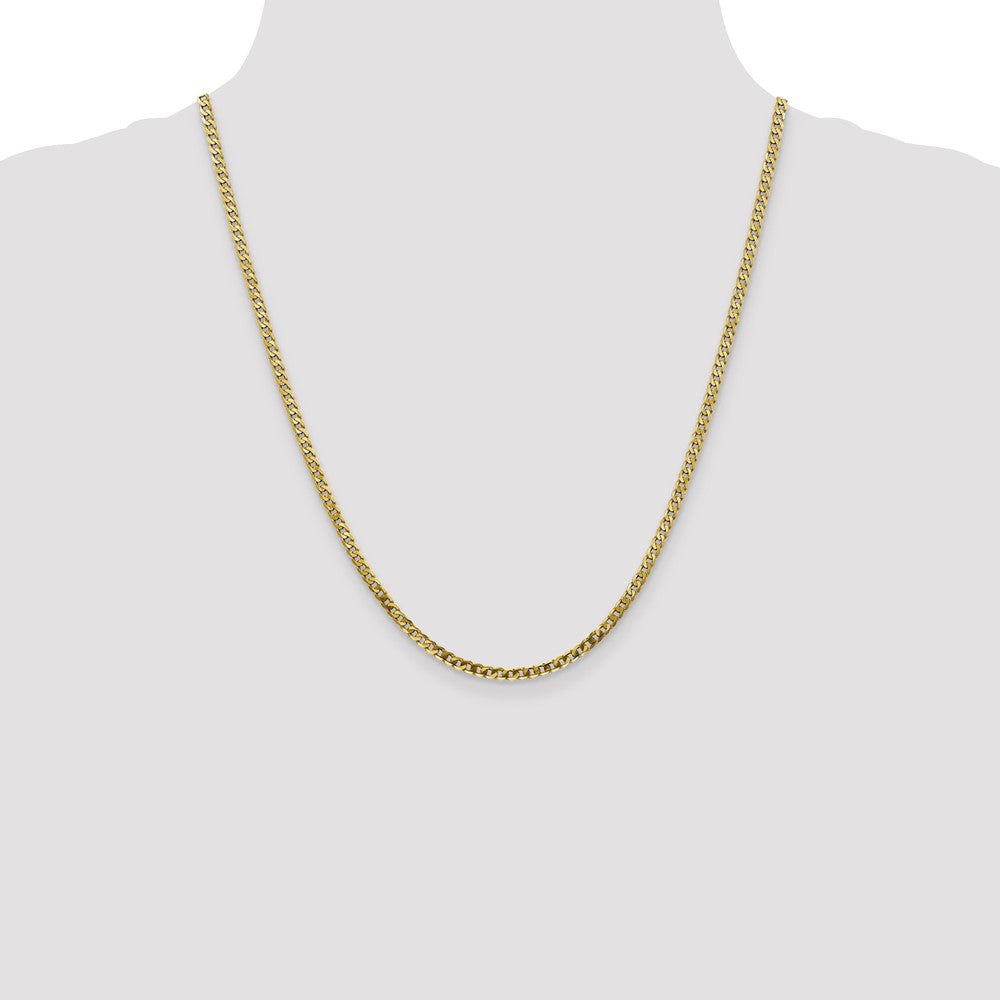 22 Inch 10K 2.4mm Flat Beveled Curb Chain Necklace