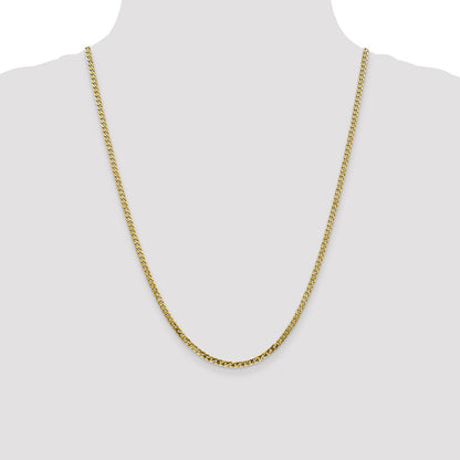 24 Inch 10K 2.4mm Flat Beveled Curb Chain Necklace