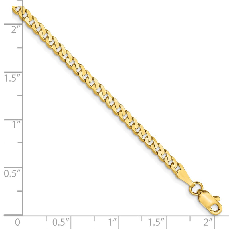 8 Inch 10K 2.4mm Flat Beveled Curb Chain Bracelet