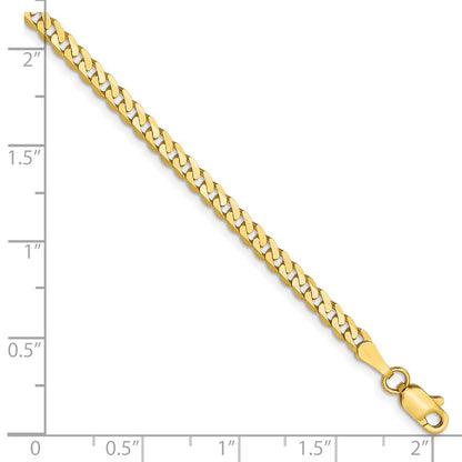 7 Inch 10K 2.4mm Flat Beveled Curb Chain Bracelet