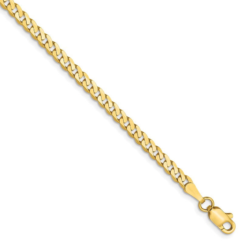 8 Inch 10K 2.4mm Flat Beveled Curb Chain Bracelet