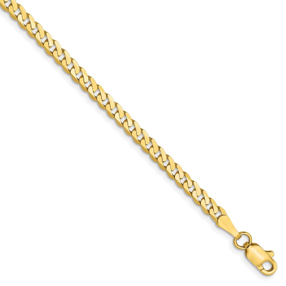 7 Inch 10K 2.4mm Flat Beveled Curb Chain Bracelet