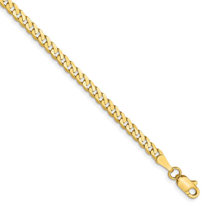 7 Inch 10K 2.4mm Flat Beveled Curb Chain Bracelet