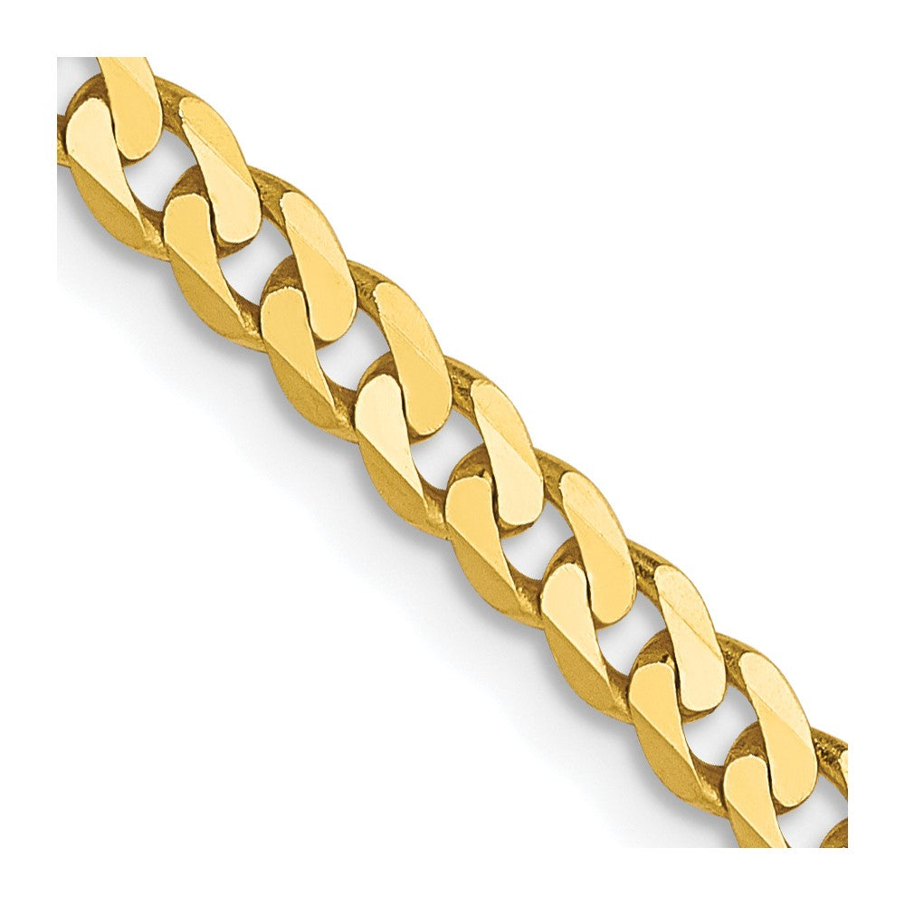 22 Inch 10K 2.4mm Flat Beveled Curb Chain Necklace