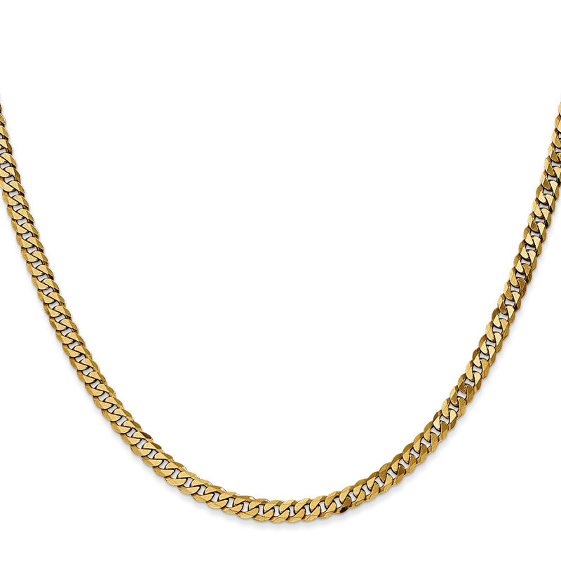 24 Inch 10K 3.9mm Flat Beveled Curb Chain Necklace