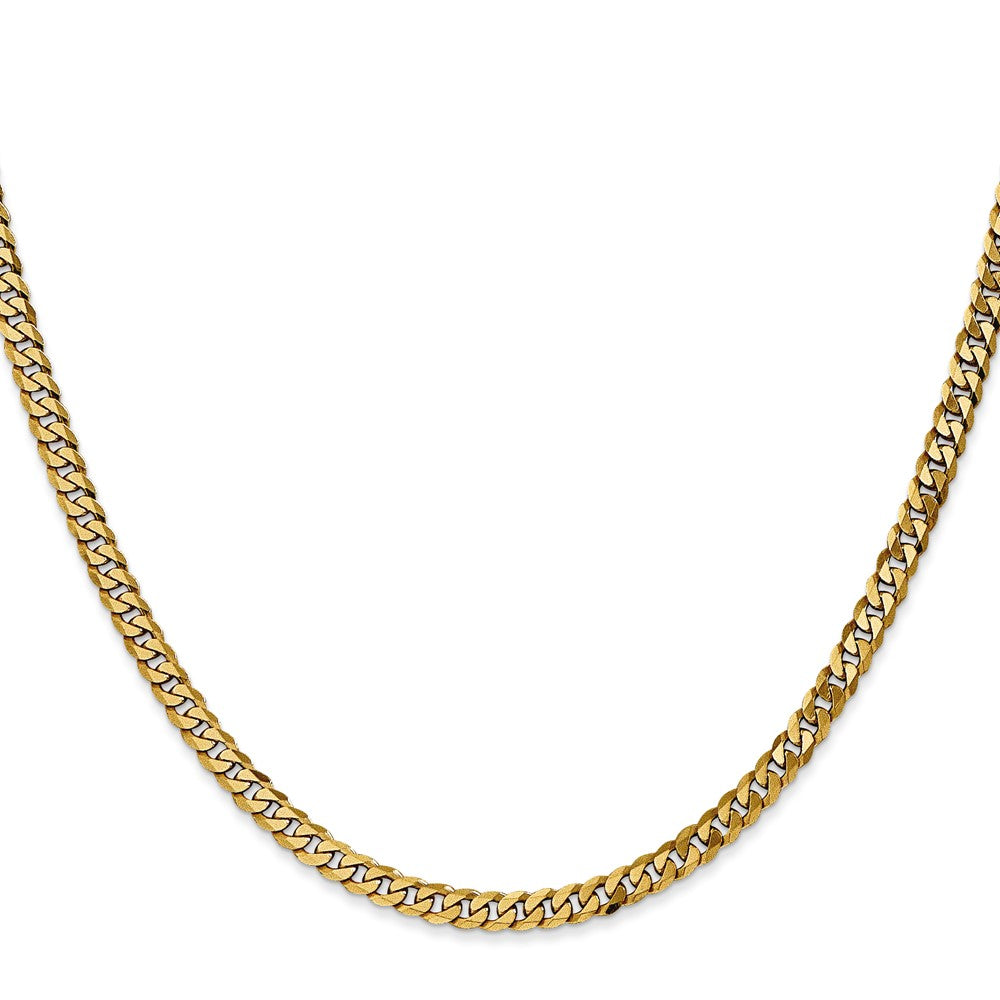 22 Inch 10K 3.9mm Flat Beveled Curb Chain Necklace