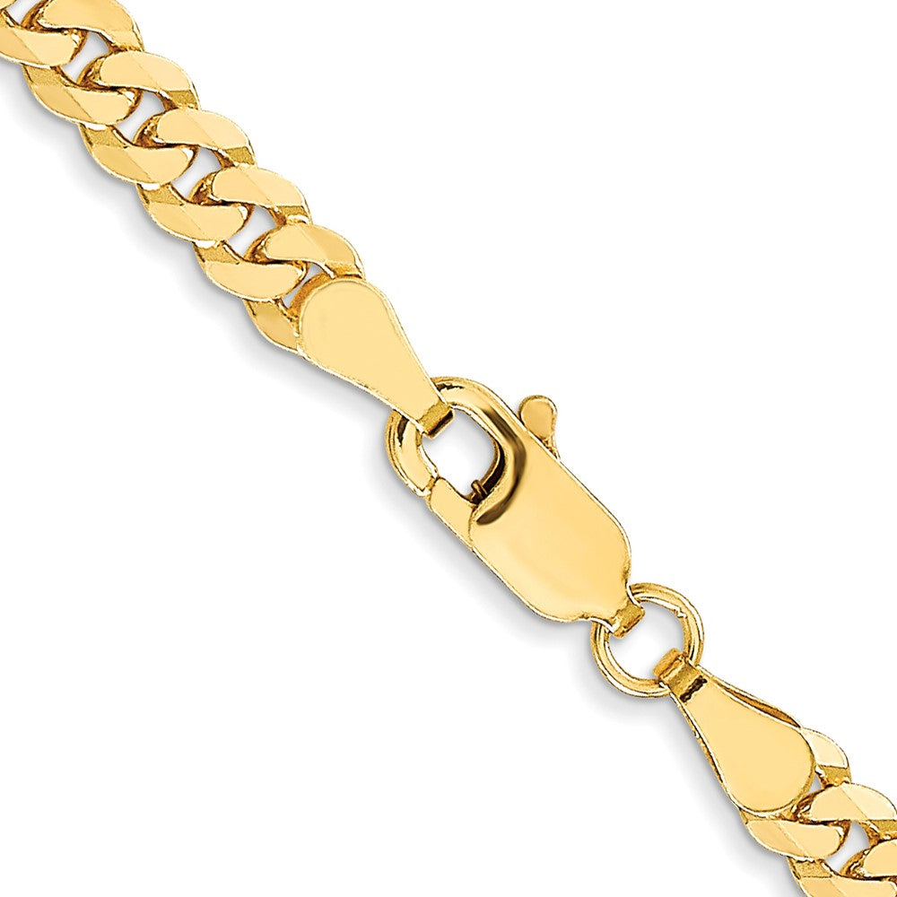22 Inch 10K 3.9mm Flat Beveled Curb Chain Necklace