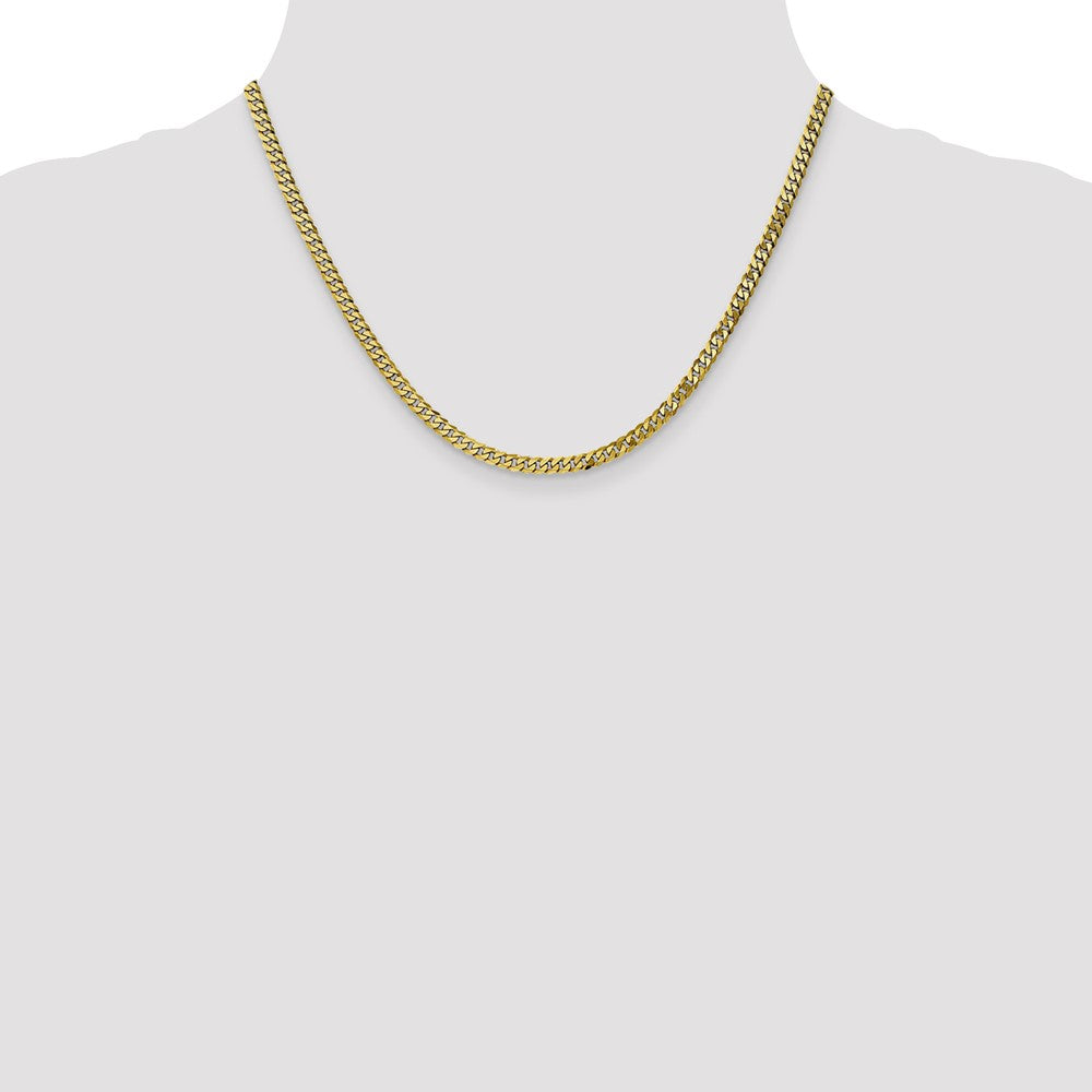 18 Inch 10K 3.9mm Flat Beveled Curb Chain Necklace