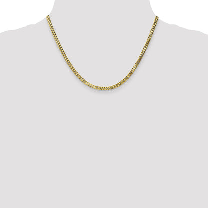 18 Inch 10K 3.9mm Flat Beveled Curb Chain Necklace