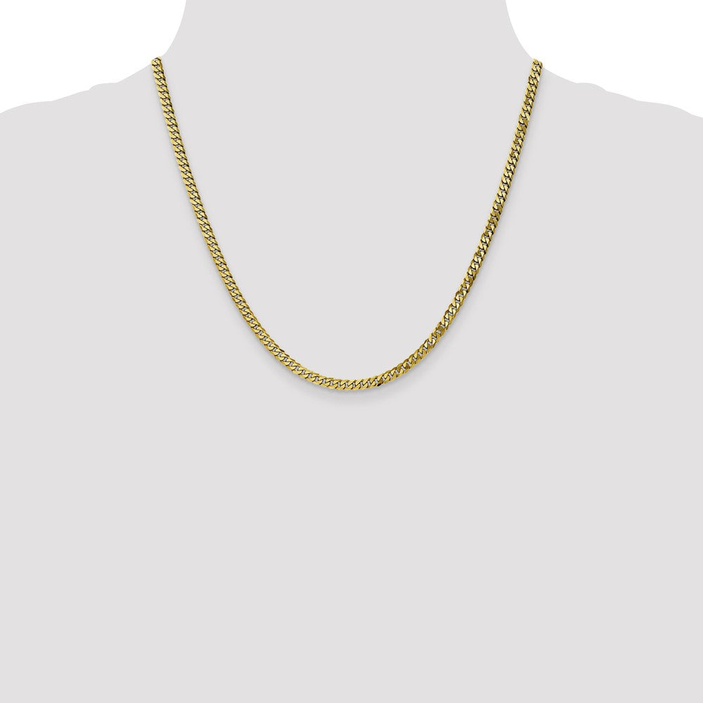 20 Inch 10K 3.9mm Flat Beveled Curb Chain Necklace