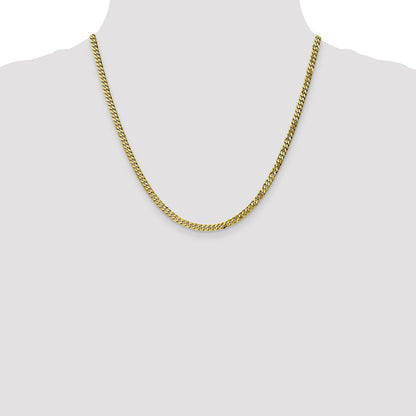 20 Inch 10K 3.9mm Flat Beveled Curb Chain Necklace