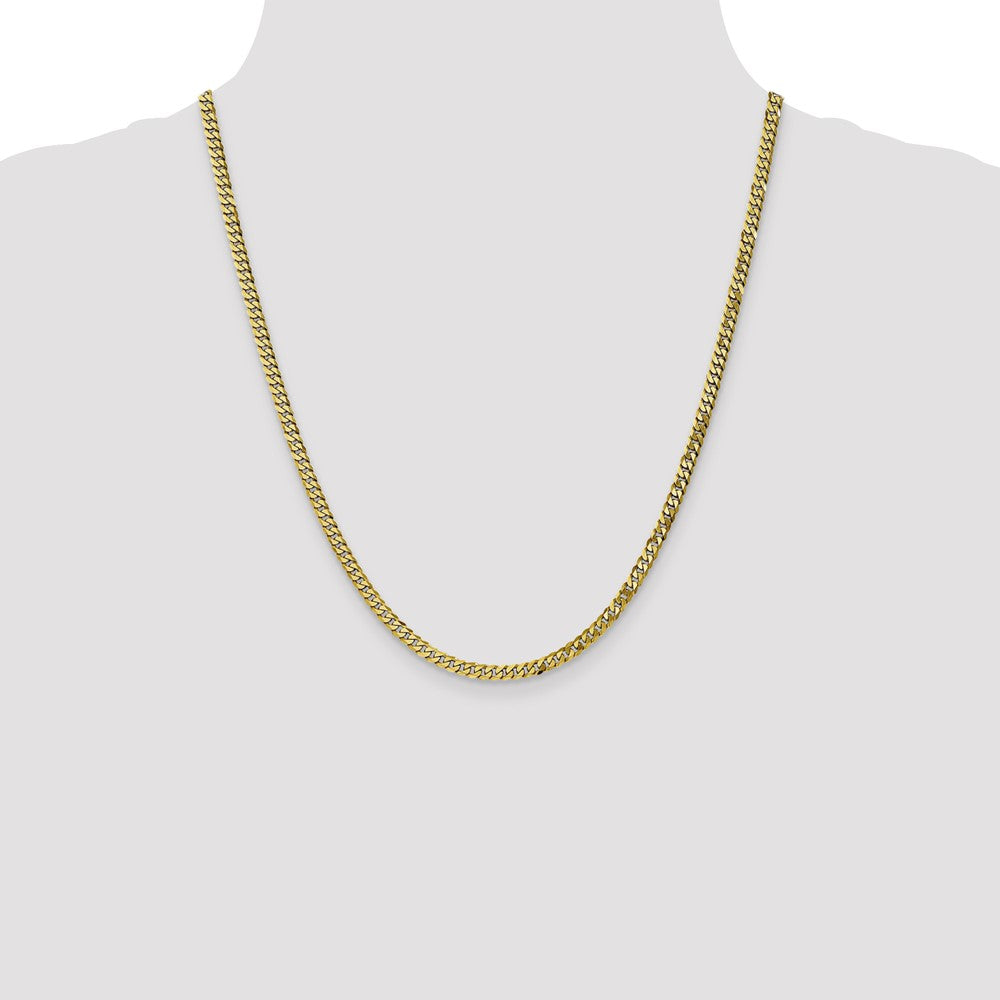 22 Inch 10K 3.9mm Flat Beveled Curb Chain Necklace