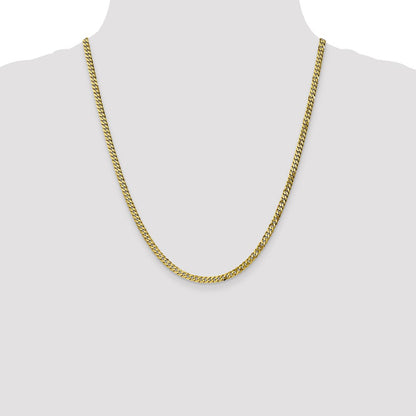 22 Inch 10K 3.9mm Flat Beveled Curb Chain Necklace