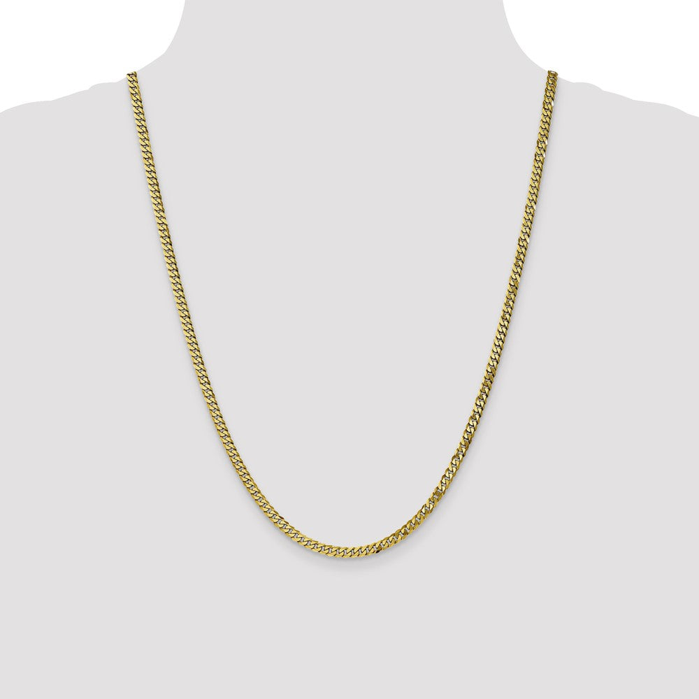24 Inch 10K 3.9mm Flat Beveled Curb Chain Necklace