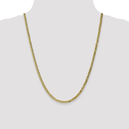 24 Inch 10K 3.9mm Flat Beveled Curb Chain Necklace