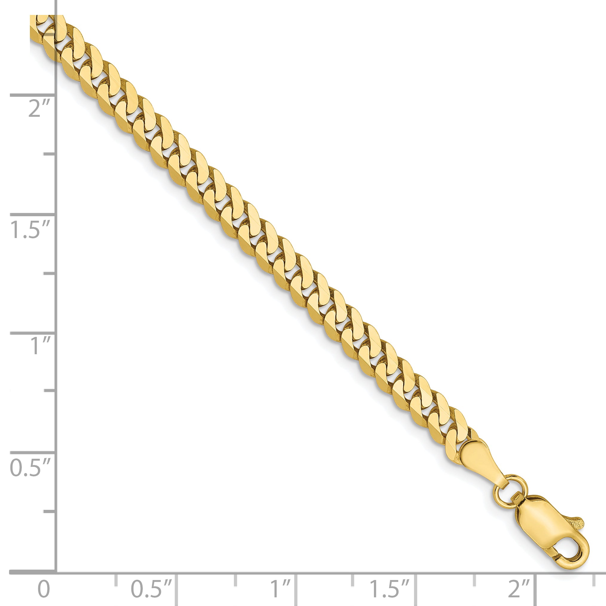 7 Inch 10K 3.9mm Flat Beveled Curb Chain