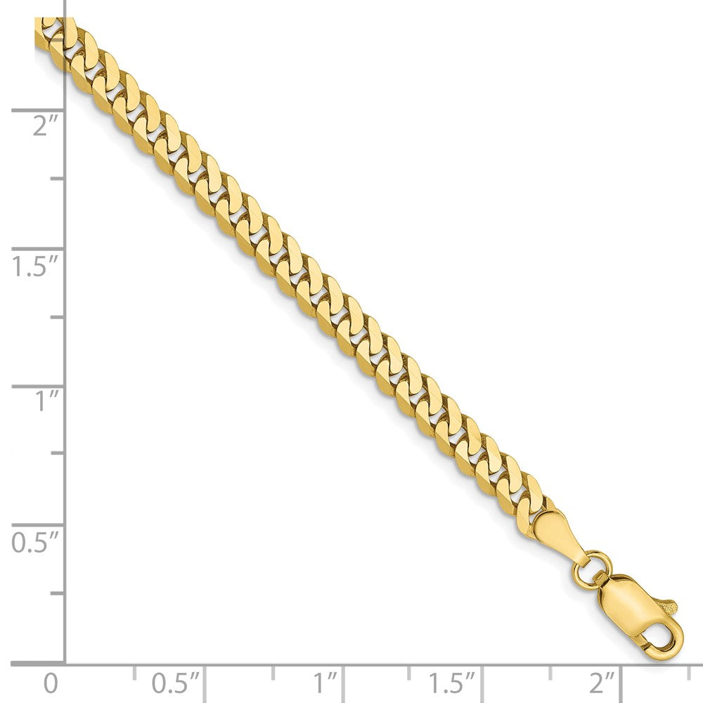7 Inch 10K 3.9mm Flat Beveled Curb Chain Bracelet