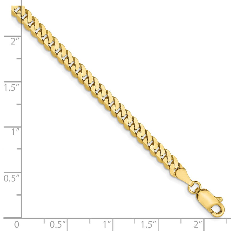7 Inch 10K 3.9mm Flat Beveled Curb Chain Bracelet