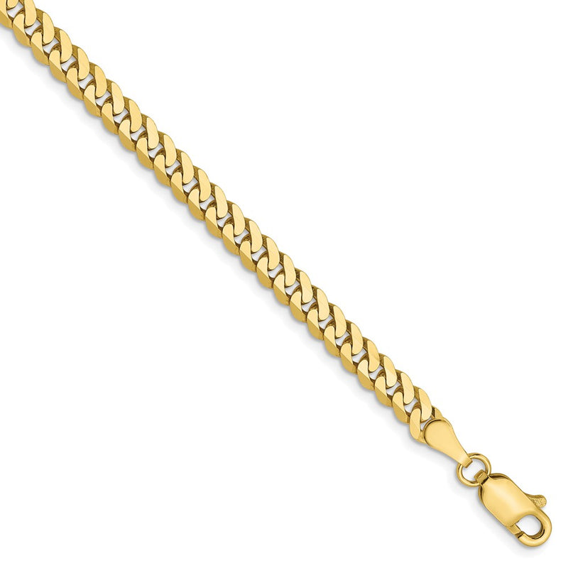 8 Inch 10K 3.9mm Flat Beveled Curb Chain Bracelet