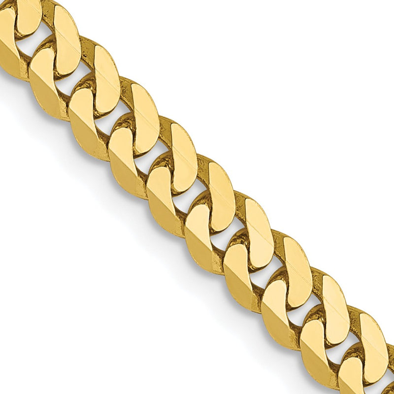 22 Inch 10K 3.9mm Flat Beveled Curb Chain Necklace