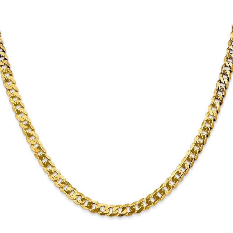 24 Inch 10K 4.6mm Flat Beveled Curb Chain Necklace