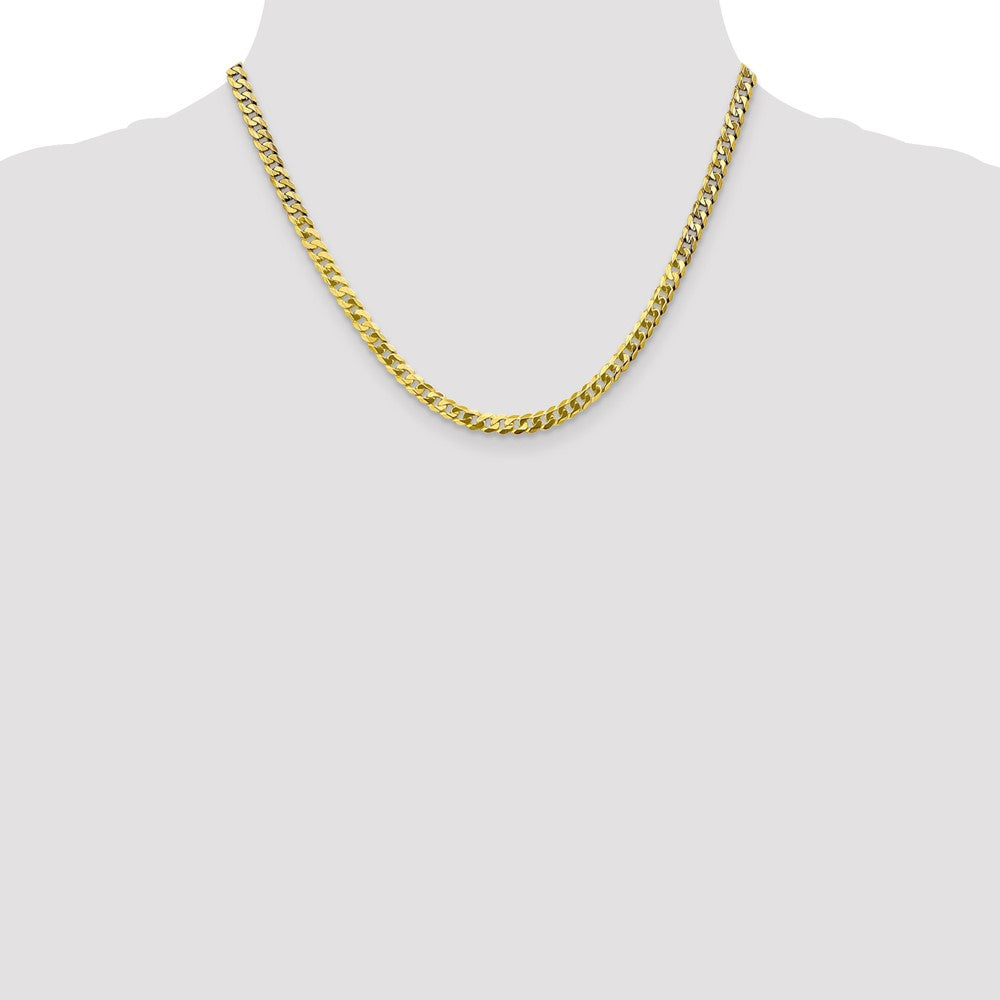 18 Inch 10K 4.6mm Flat Beveled Curb Chain Necklace