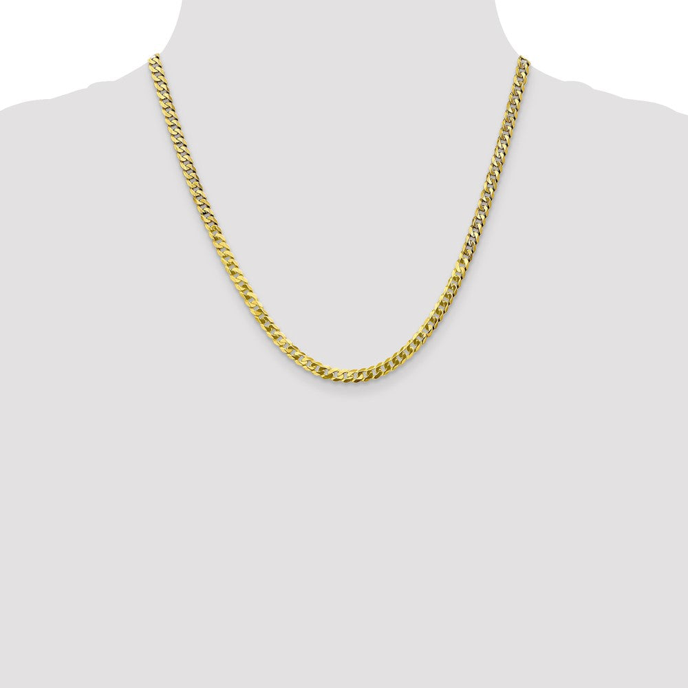 20 Inch 10K 4.6mm Flat Beveled Curb Chain Necklace