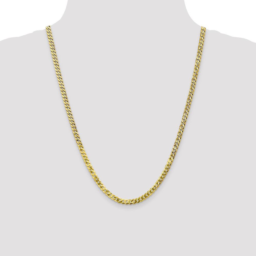 24 Inch 10K 4.6mm Flat Beveled Curb Chain Necklace
