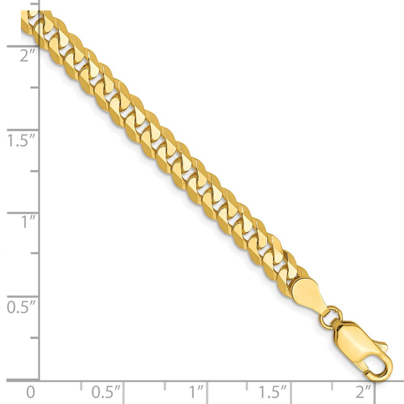 9 Inch 10K 4.6mm Flat Beveled Curb Chain Bracelet