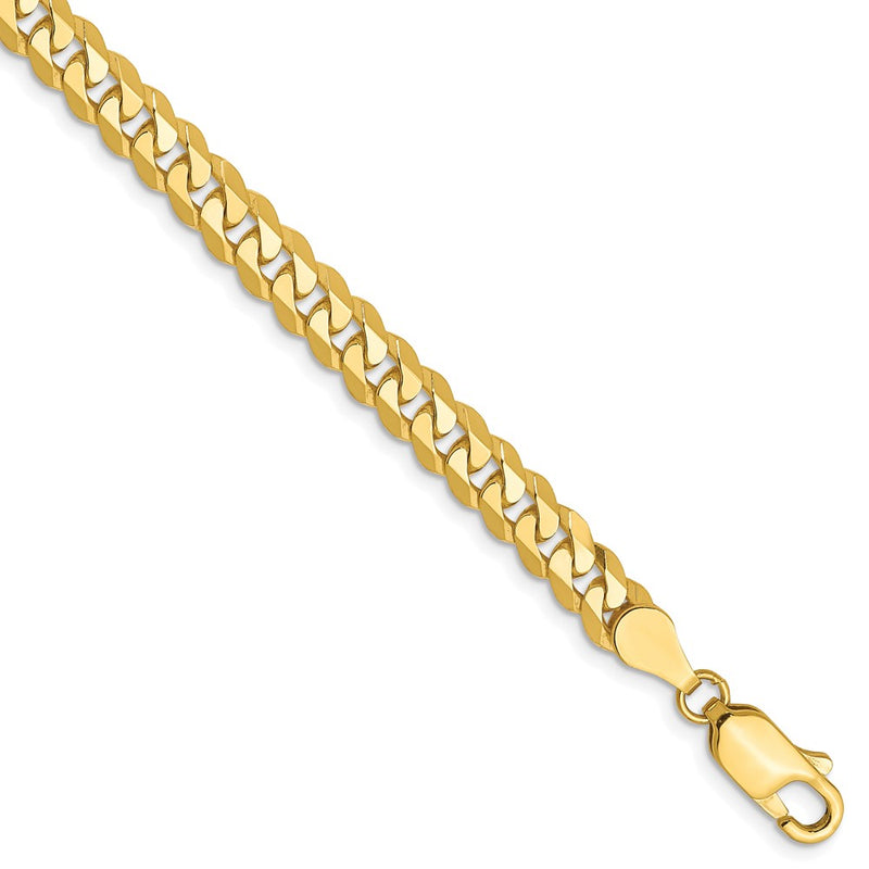 8 Inch 10K 4.6mm Flat Beveled Curb Chain Bracelet