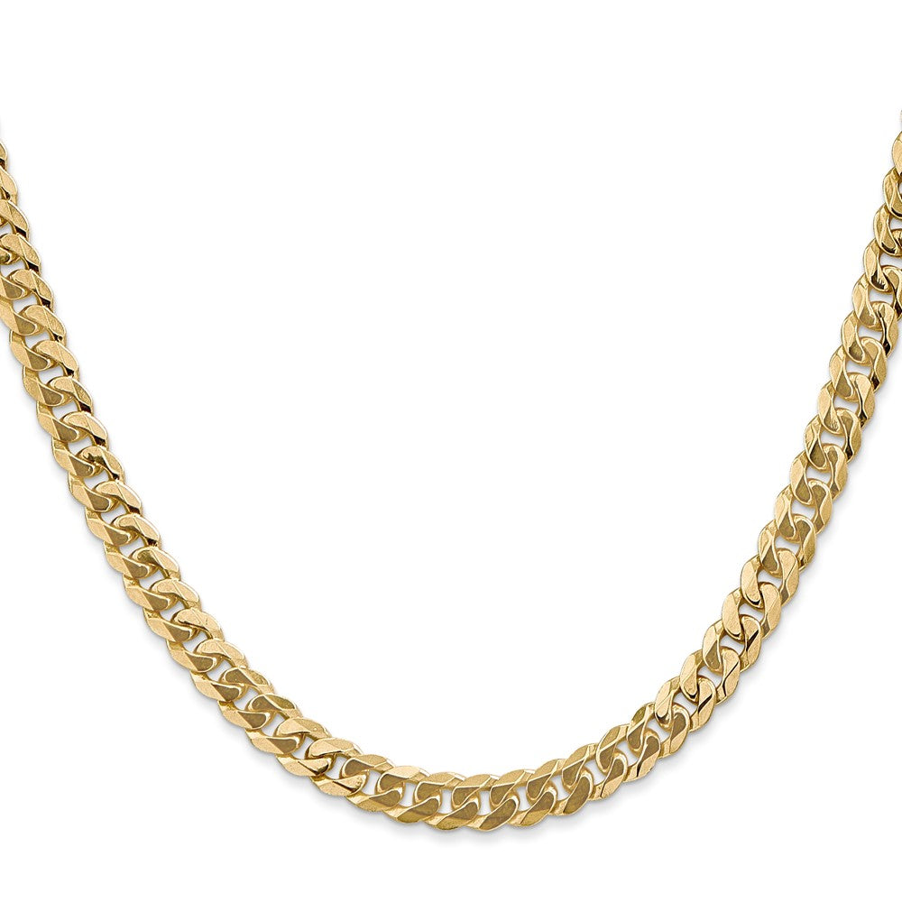 24 Inch 10K 5.75mm Flat Beveled Curb Chain Necklace