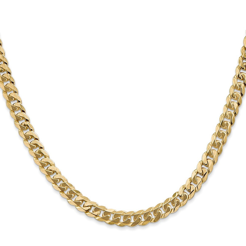 24 Inch 10K 5.75mm Flat Beveled Curb Chain Necklace