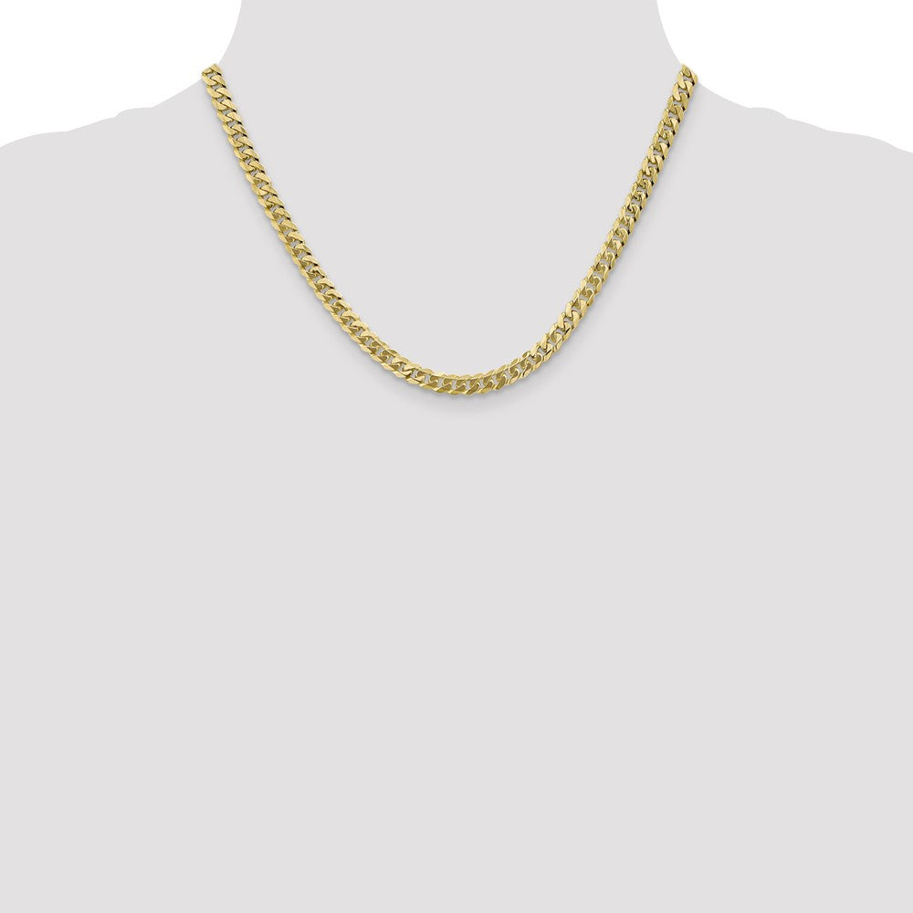 18 Inch 10K 5.75mm Flat Beveled Curb Chain Necklace