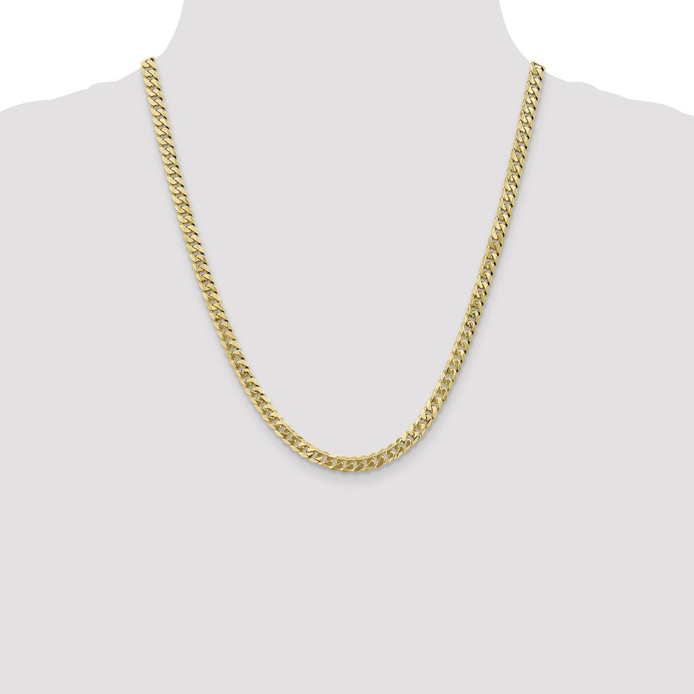 22 Inch 10K 5.75mm Flat Beveled Curb Chain Necklace