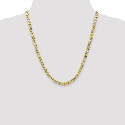 22 Inch 10K 5.75mm Flat Beveled Curb Chain Necklace