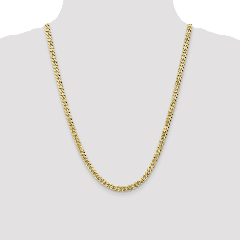 24 Inch 10K 5.75mm Flat Beveled Curb Chain Necklace