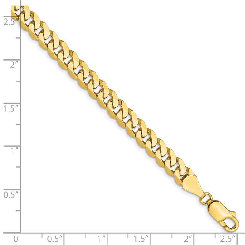 9 Inch 10K 5.75mm Flat Beveled Curb Chain Bracelet