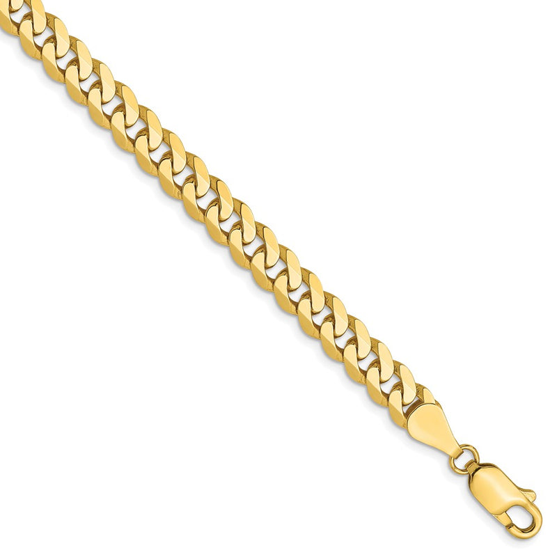 8 Inch 10K 5.75mm Flat Beveled Curb Chain Bracelet