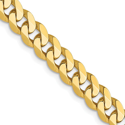 22 Inch 10K 5.75mm Flat Beveled Curb Chain Necklace