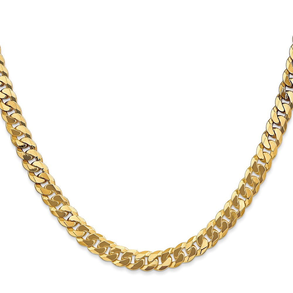24 Inch 10K 6.1mm Flat Beveled Curb Chain Necklace