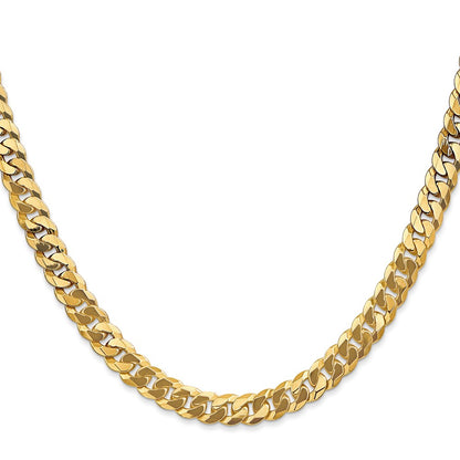 24 Inch 10K 6.1mm Flat Beveled Curb Chain Necklace