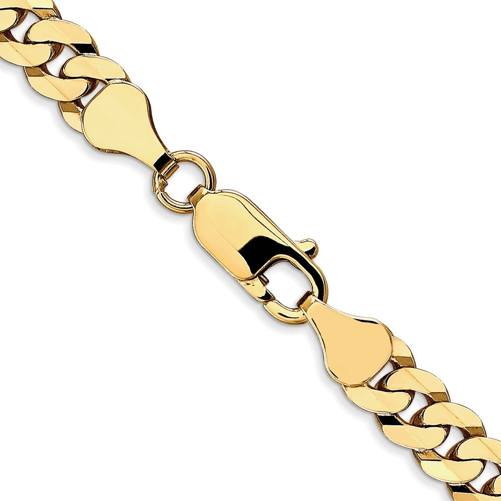 24 Inch 10K 6.1mm Flat Beveled Curb Chain Necklace