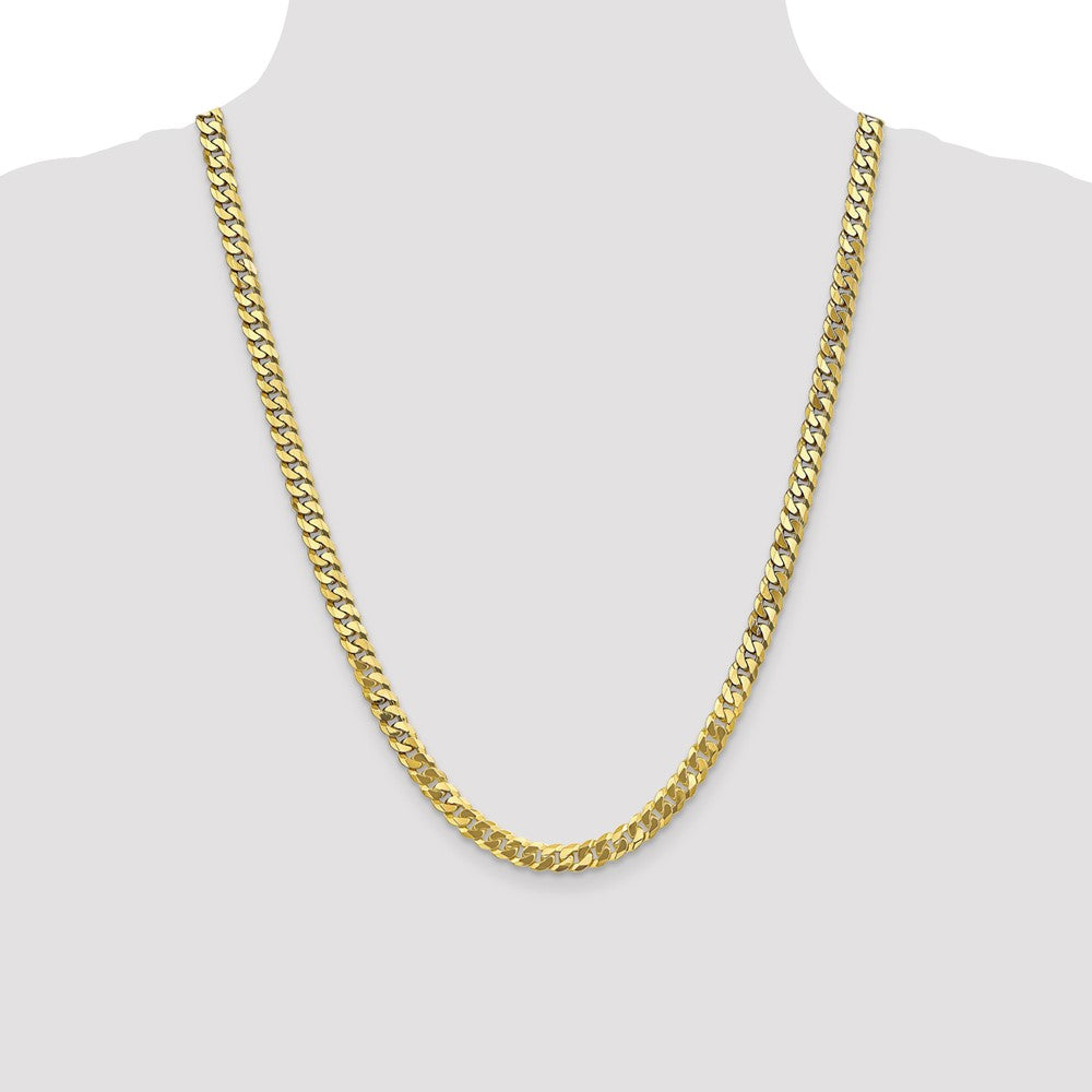 24 Inch 10K 6.1mm Flat Beveled Curb Chain Necklace