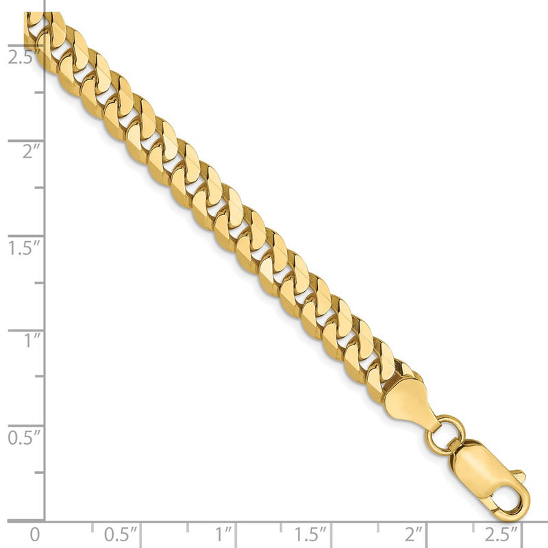 8 Inch 10K 6.1mm Flat Beveled Curb Chain Bracelet